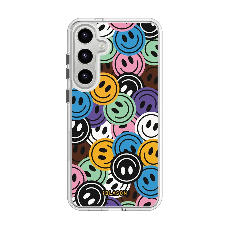 Comfort Build Slim Texture Galaxy S25 Plus Halo MagSafe Cute Phone Case - Rainbow Smiles