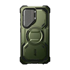 Galaxy S25 Ultra Armorbox Protective Phone Case - Dark Green Hybrid Edge Finish Modern Pattern Style