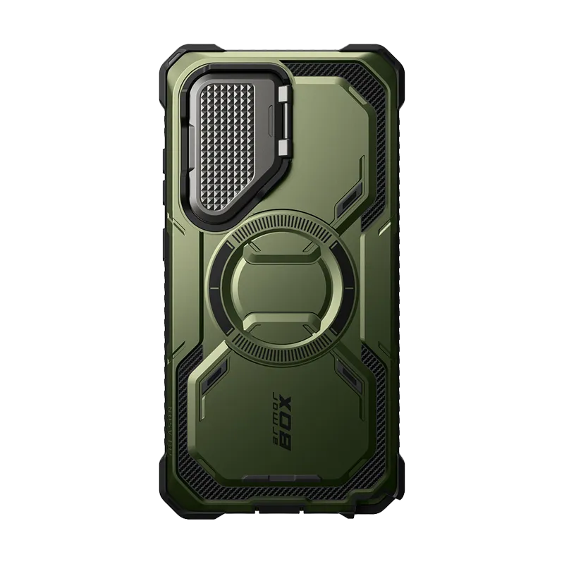 Galaxy S25 Ultra Armorbox Protective Phone Case - Dark Green Hybrid Edge Finish Modern Pattern Style