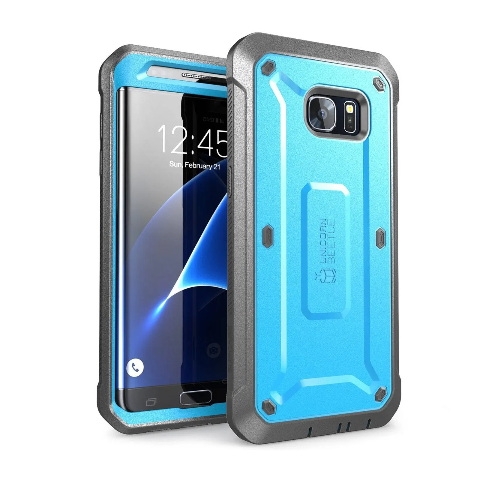 Soft Finish Layer Light Design Galaxy S7 Edge Unicorn Beetle Pro Full Body Rugged Holster Case-Blue
