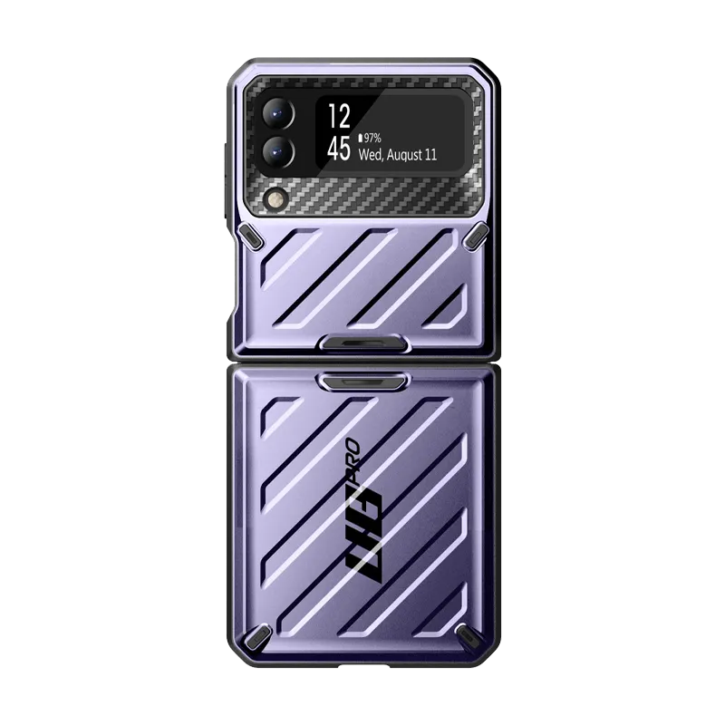 Galaxy Z Flip4 Unicorn Beetle PRO Rugged Case with Belt Clip-Metallic Purple Heat resistant Soft Texture