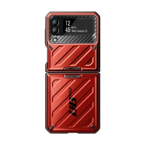 Hybrid Edge Finish Galaxy Z Flip4 Unicorn Beetle PRO Rugged Case with Belt Clip-Metallic Red