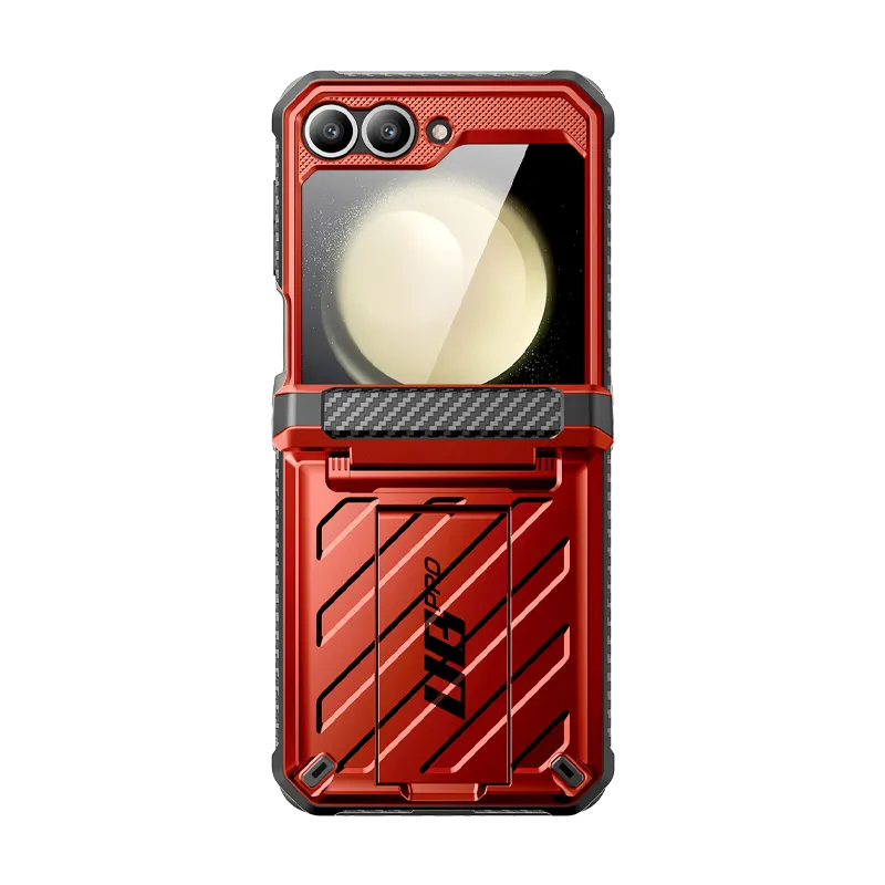 Full Coverage Galaxy Z Flip7 FE Unicorn Beetle PRO Rugged Case with Belt Clip-Metallic Red