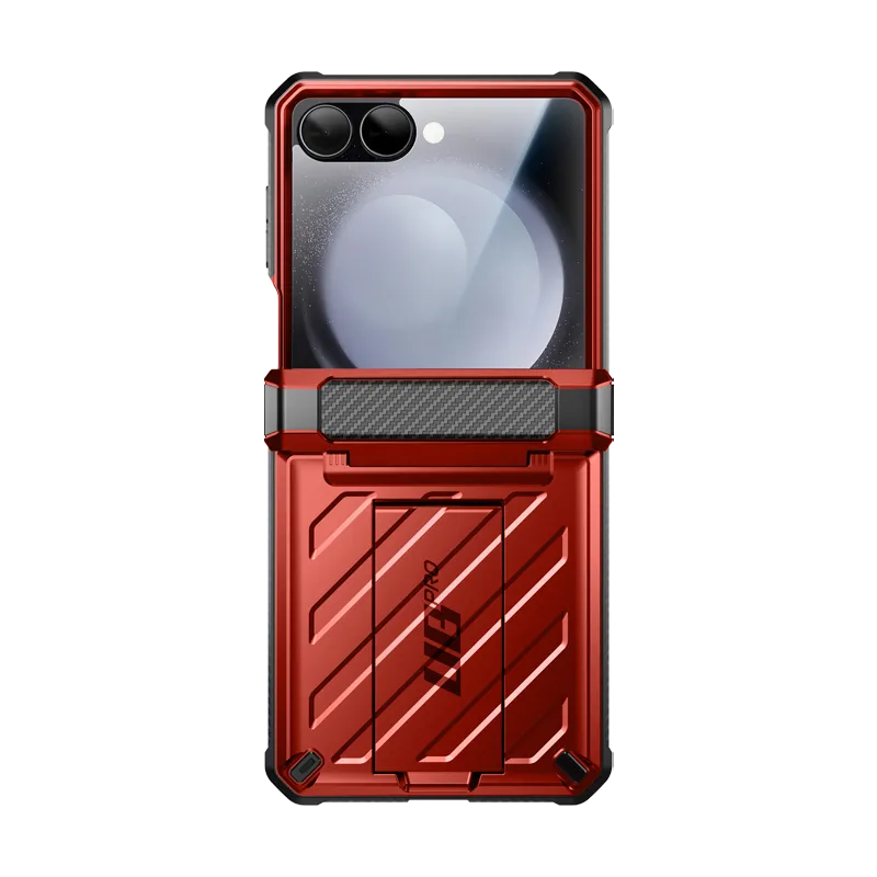 Sleek Detail Durable Build Quality Galaxy Z Flip7 Unicorn Beetle PRO Rugged Case with Belt Clip-Metallic Red