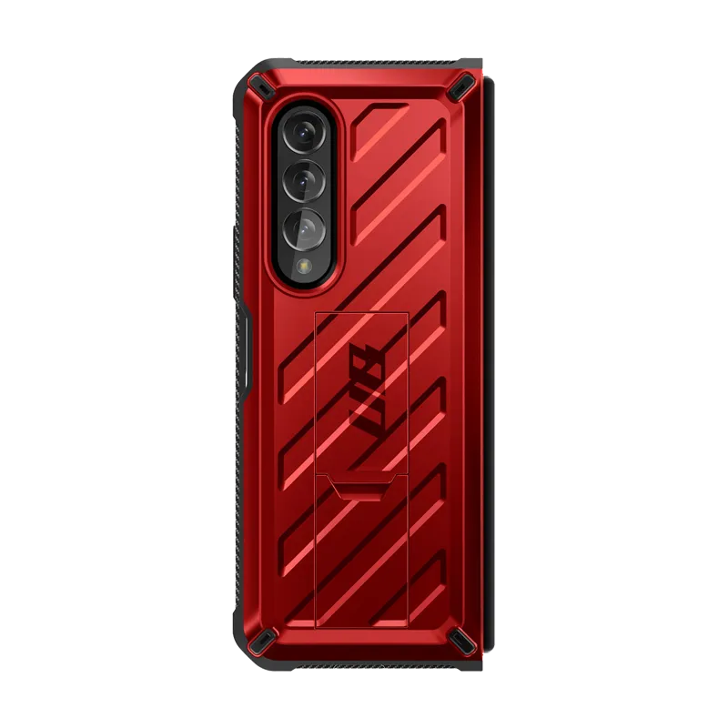 Galaxy Z Fold4 Unicorn Beetle Kickstand Case with Screen Protector-Metallic Red Anti scratch Soft Shape
