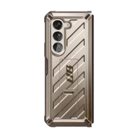 Everyday Carrying Compact Feel Galaxy Z Fold5 Unicorn Beetle Kickstand Case with Screen Protector-Cream