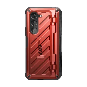Durable Design Texture Hybrid Form Galaxy Z Fold5 Unicorn Beetle PRO Rugged Case with S-Pen Holder-Metallic Red
