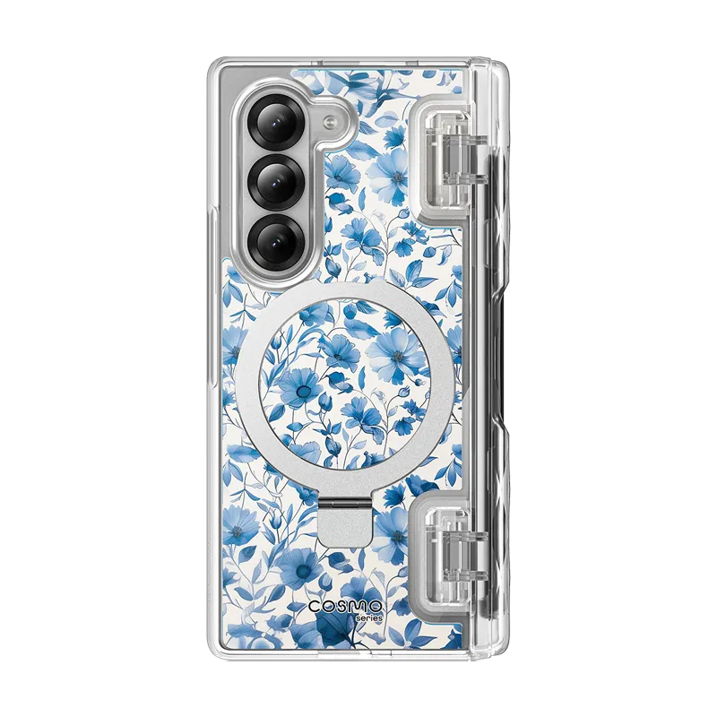 Galaxy Z Fold6 Cosmo Pro - Blue Floral Elegant Appearance Grip Safe