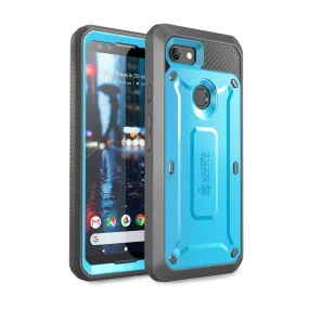Smooth Pattern Finish Flexible Grip Texture Google Pixel 3 Unicorn Beetle Pro Rugged Holster Case with Screen Protection-Blue