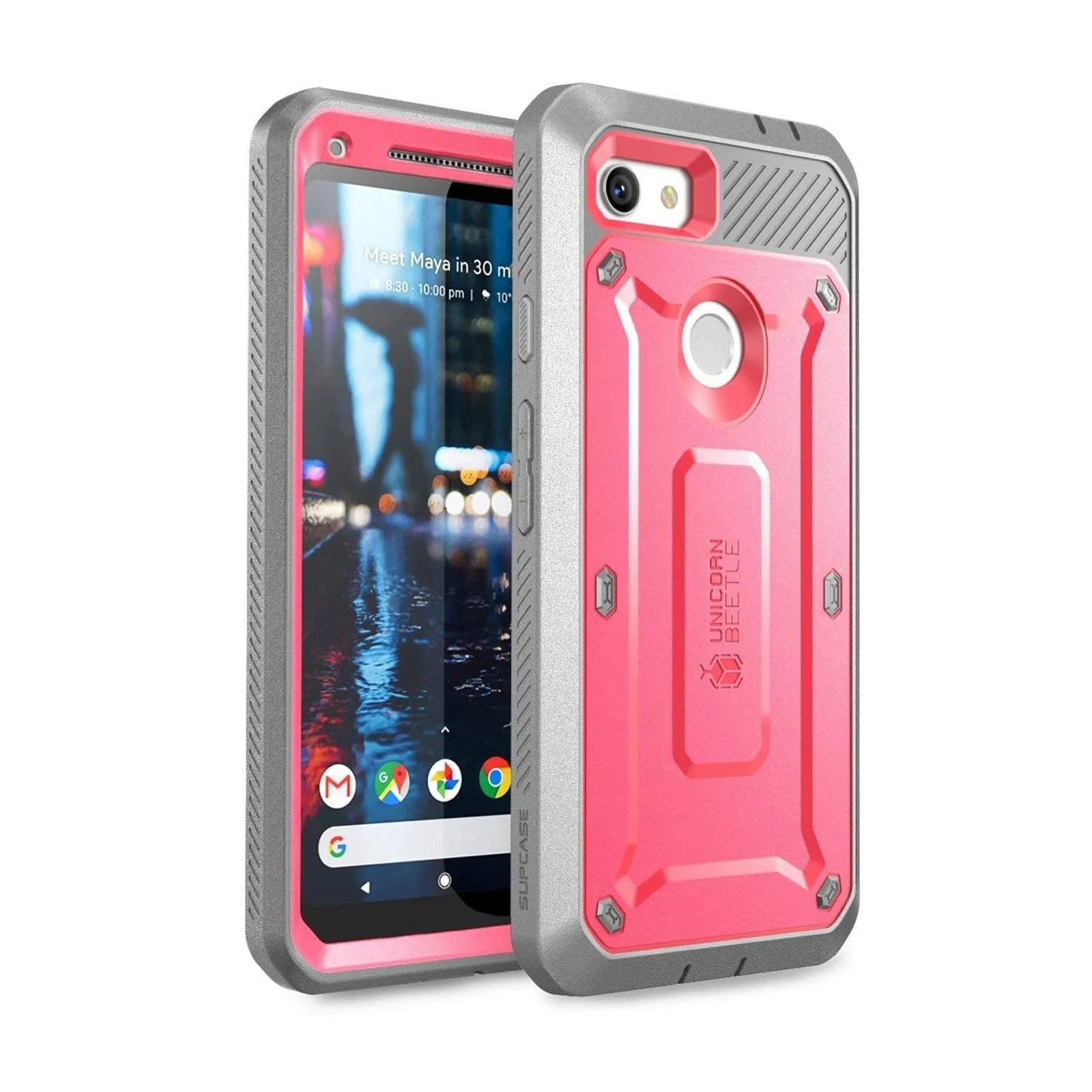Chic Accessory Minimal Feature Google Pixel 3a Unicorn Beetle Pro Rugged Holster Case-Pink