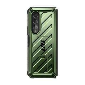 Shock shield Galaxy Z Fold4 Unicorn Beetle Kickstand Case with Screen Protector-Dark Green