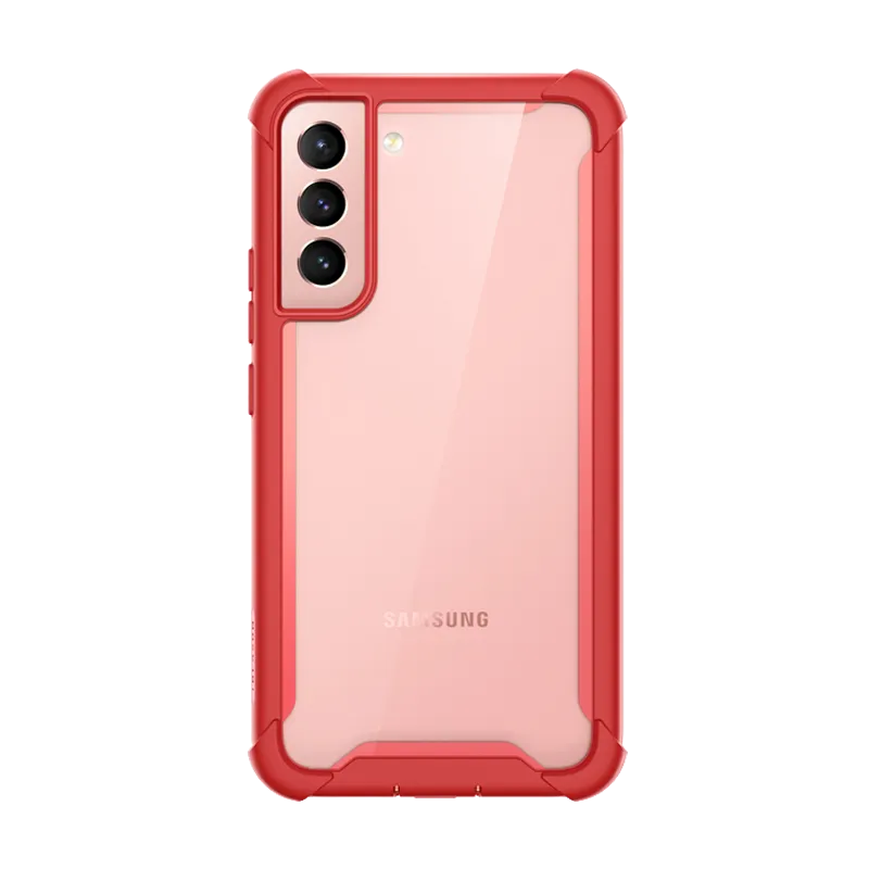 Galaxy S22 Plus Ares Clear Rugged Case - Red Polished Edge Durable Texture Layer