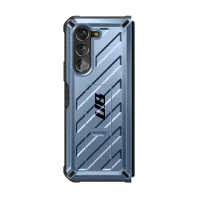Protective Build Edge Shield Galaxy Z Fold5 Unicorn Beetle Kickstand Case with Screen Protector-Metallic Blue