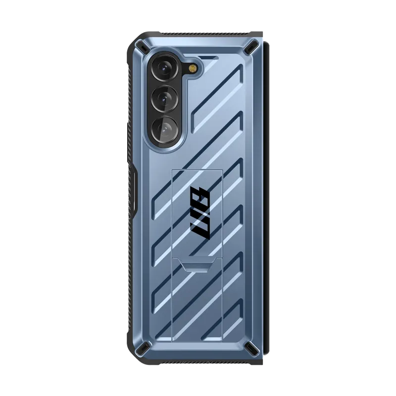Protective Build Edge Shield Galaxy Z Fold5 Unicorn Beetle Kickstand Case with Screen Protector-Metallic Blue