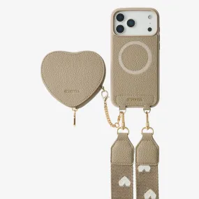 Heart Design Kit- Webbing Strap iPhone Case with Magnetic Pouch Rugged Look