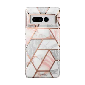 Durable Layer Grip Control Google Pixel 7 Pro Cosmo Case  - Marble Pink
