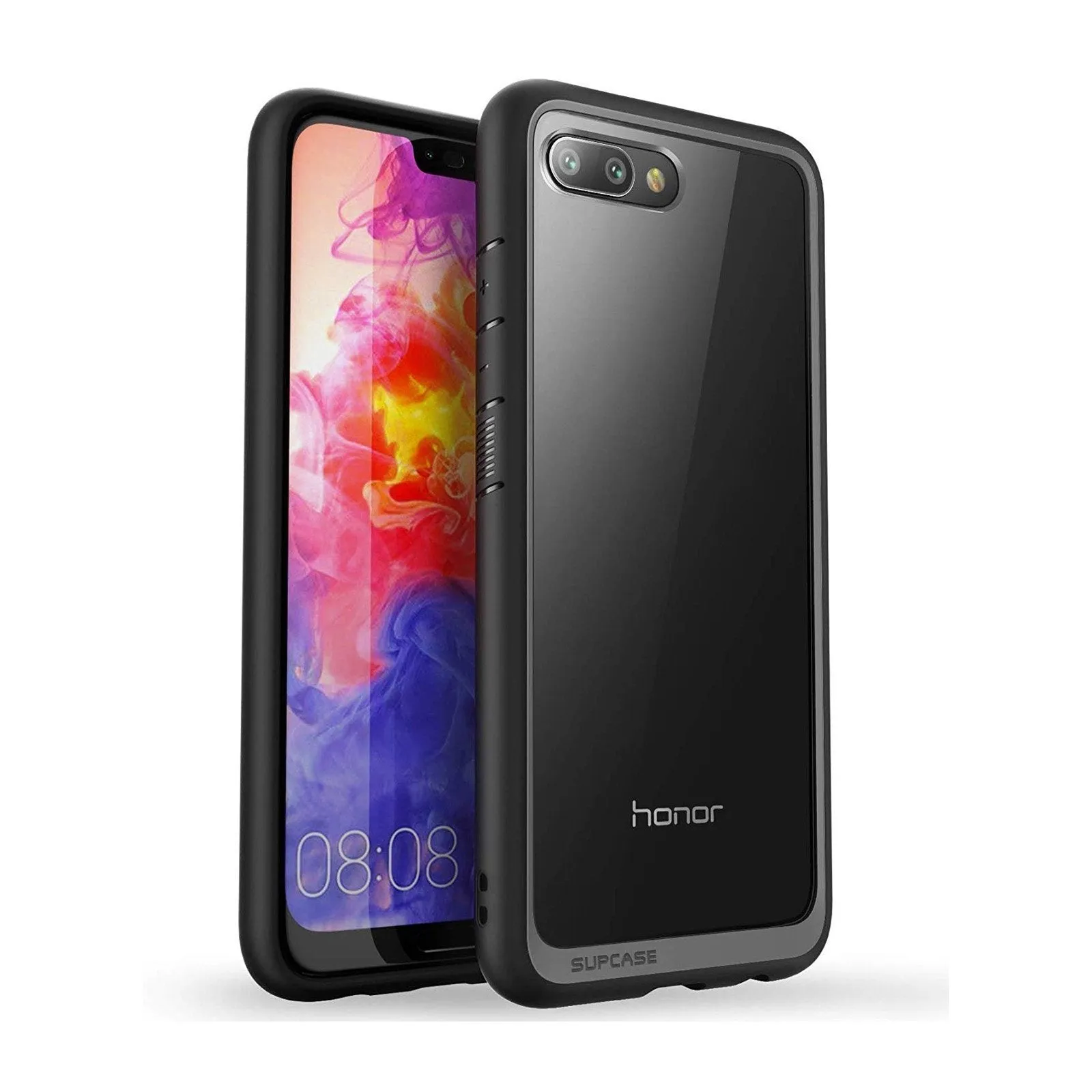Lightweight Grip Huawei Honor 10 Unicorn Beetle Style Clear Case with TPU Bumper-Black