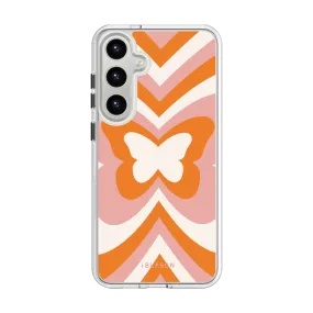 Matte Pattern Galaxy S25 Halo MagSafe Cute Phone Case - Retro Butterfly