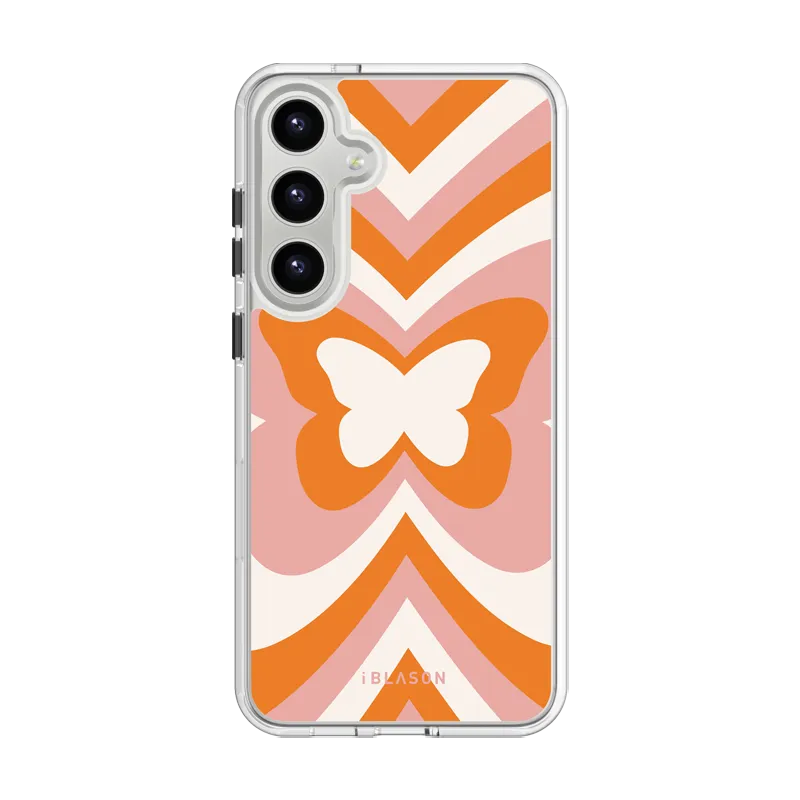Matte Pattern Galaxy S25 Halo MagSafe Cute Phone Case - Retro Butterfly