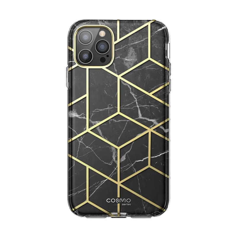 Compact Fit Elegant Surface Texture iPhone 12 Pro Cosmo Case - Marble Black