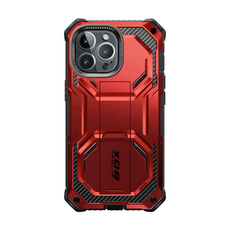 Durable Finish Layer iPhone 14 Pro Armorbox Case - Metallic Red
