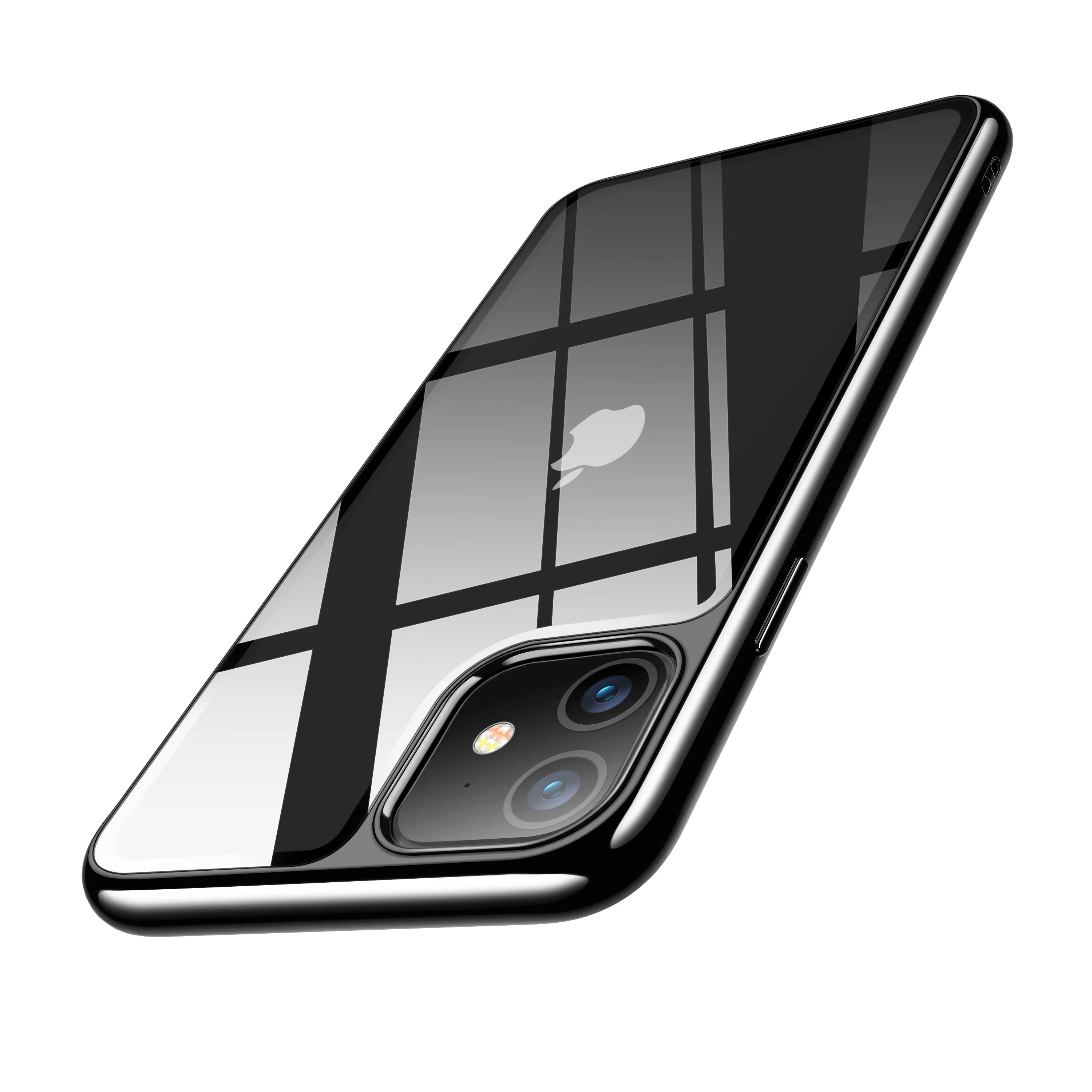 Minimal Feature iPhone 11 6.1 inch Unicorn Beetle GLASS Slim Clear Case-Black