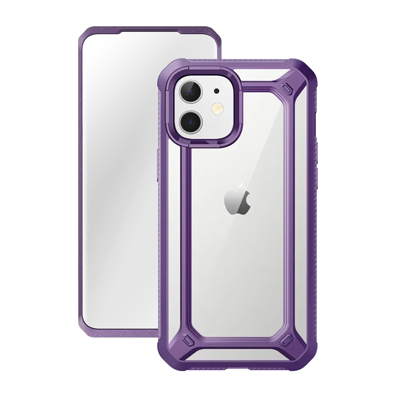 Polished Texture Modern Grip Texture iPhone 12 mini 5.4 inch Unicorn Beetle Exo with Screen Protector Clear Case-Purple
