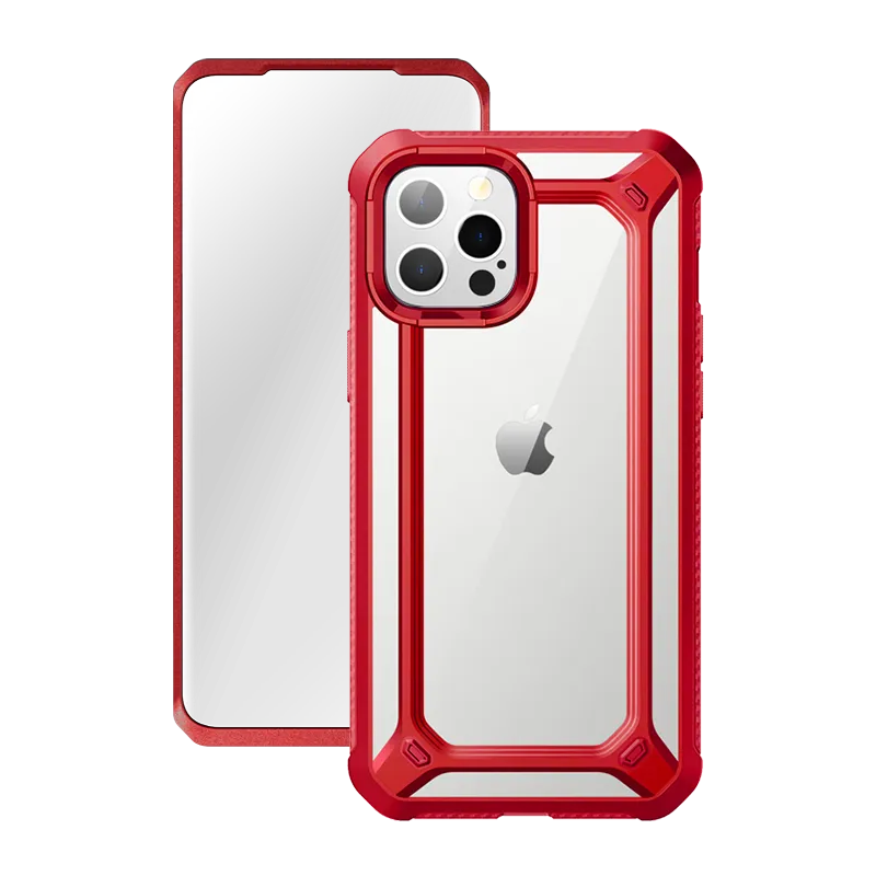 iPhone 12 Pro 6.1 inch Unicorn Beetle Exo with Screen Protector Clear Case-Red Flexible Grip Form Smooth Shape