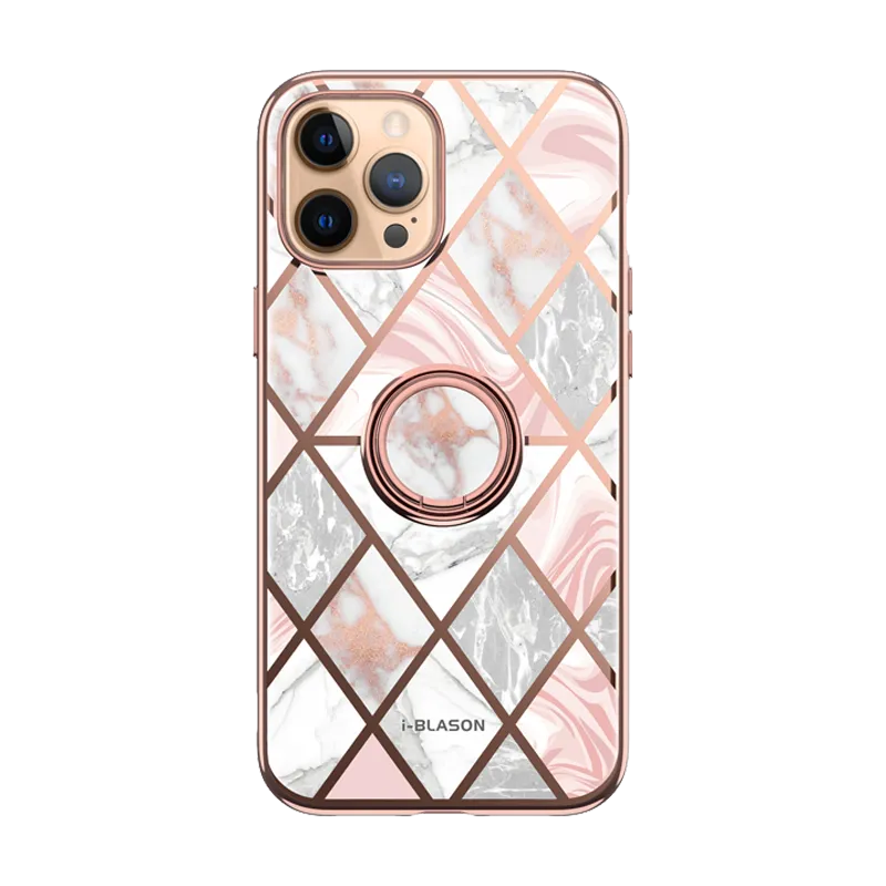 Comfort Texture Layer Vivid Design Texture iPhone 12 Pro Cosmo Snap Case - Marble Pink