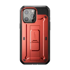 iPhone 13 Pro 6.1 inch Unicorn Beetle Pro Rugged Case-Metallic Red Rugged Pattern Texture