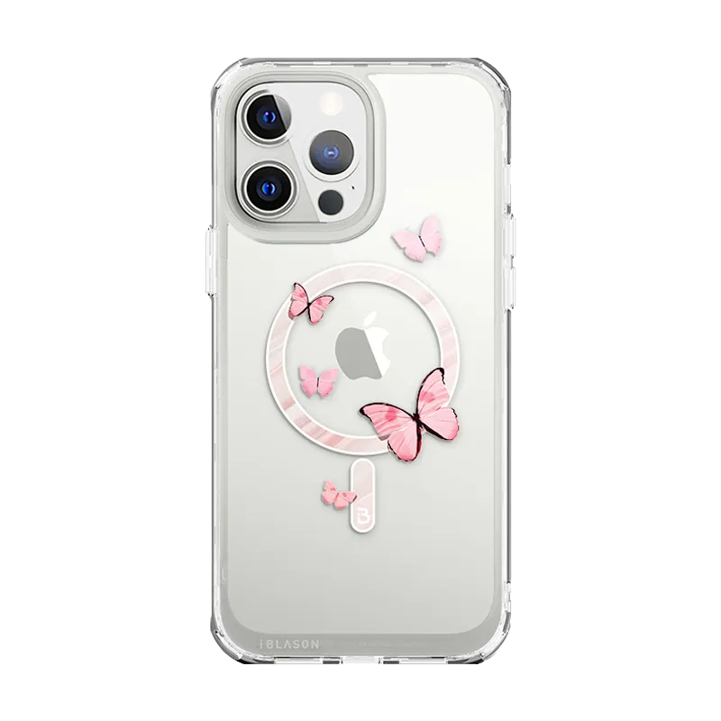 Gloss Layer Finish Shock Surface iPhone 13 Pro Halo Mag Case - Butterfly Pink