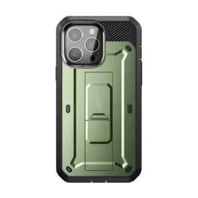 Smooth Layer Texture iPhone 13 Pro Max 6.7 inch Unicorn Beetle Pro Rugged Case-Dark Green