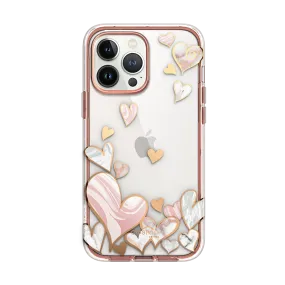 iPhone 13 Pro Max Cosmo Case -Cosmo Hearts Luxury Texture Design Light Finish