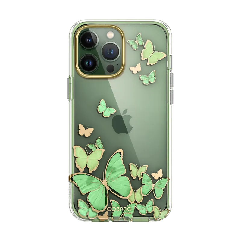 Hybrid Texture Layer Wireless Compatible iPhone 13 Pro Max Cosmo Case -GreenFly