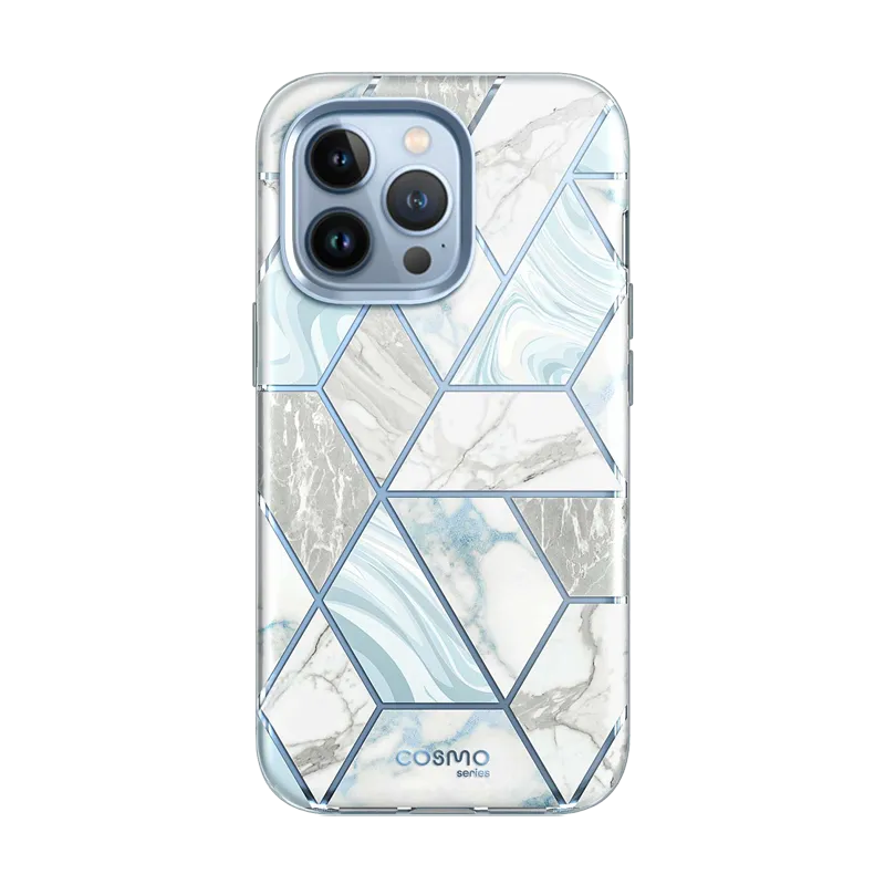 iPhone 13 Pro Max Cosmo Case - Marble Blue Luxury Surface Layer Stylish Color