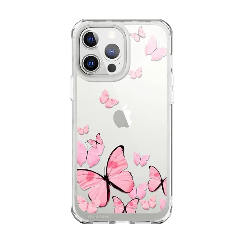 Durable Protection Layer Modern Build Texture iPhone 13 Pro Max Halo Case - Butterfly Pink