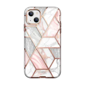 iPhone 14 Plus Cosmo Case - Marble Pink Gloss Finish Design