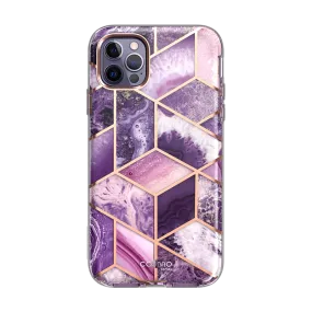 Matte Pattern Design iPhone 14 Pro Max Cosmo Case - Marble Purple