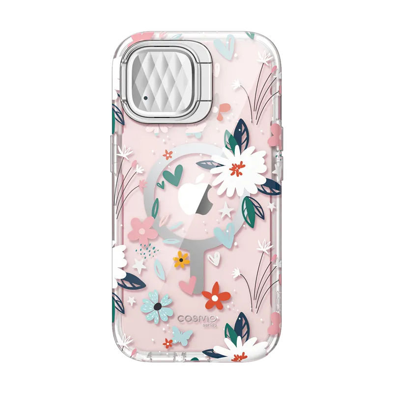 Chic Accessory Anti Slip iPhone 15 Cosmo Mag Case - Flower