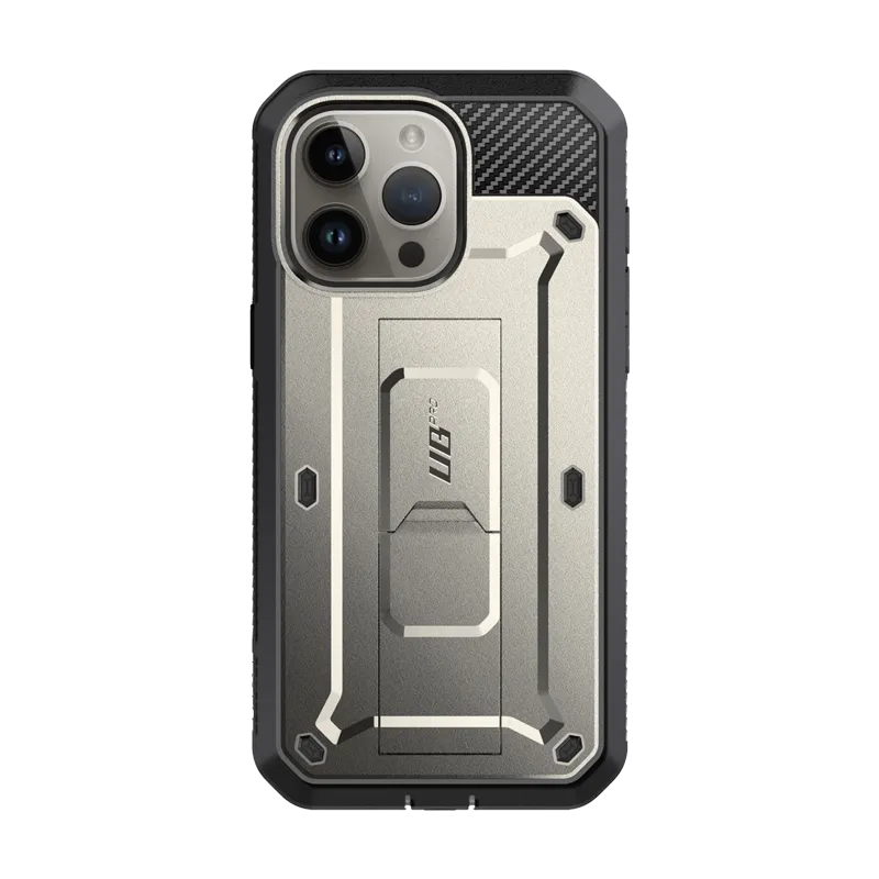 Durable Texture Finish Impact shield iPhone 15 Pro 6.1 inch Unicorn Beetle Pro Rugged Case-Titan Gray