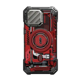 Elegant Edge Compact Frame iPhone 15 Pro Max 6.7 inch Unicorn Beetle MAG XT MagSafe Case- Red Circuit