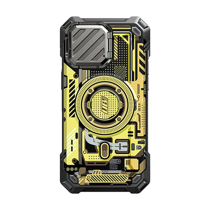 iPhone 15 Pro Max 6.7 inch Unicorn Beetle MAG XT MagSafe Case- Yellow Circuit Shock Frame Elegant Appearance