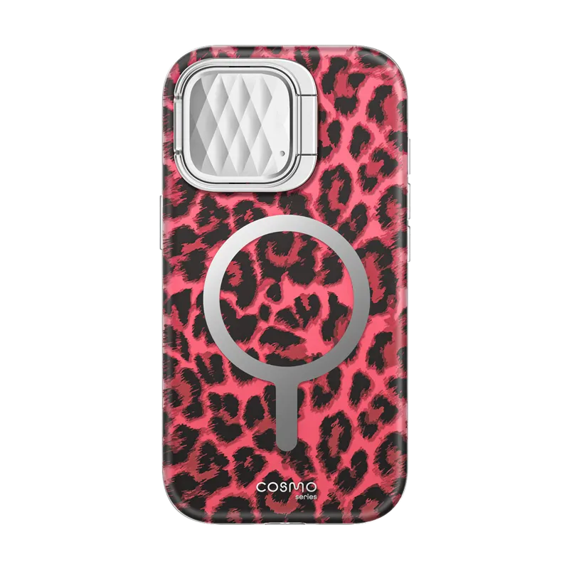 iPhone 15 Pro Max Cosmo Mag Case - Pink Leopard Matte Texture