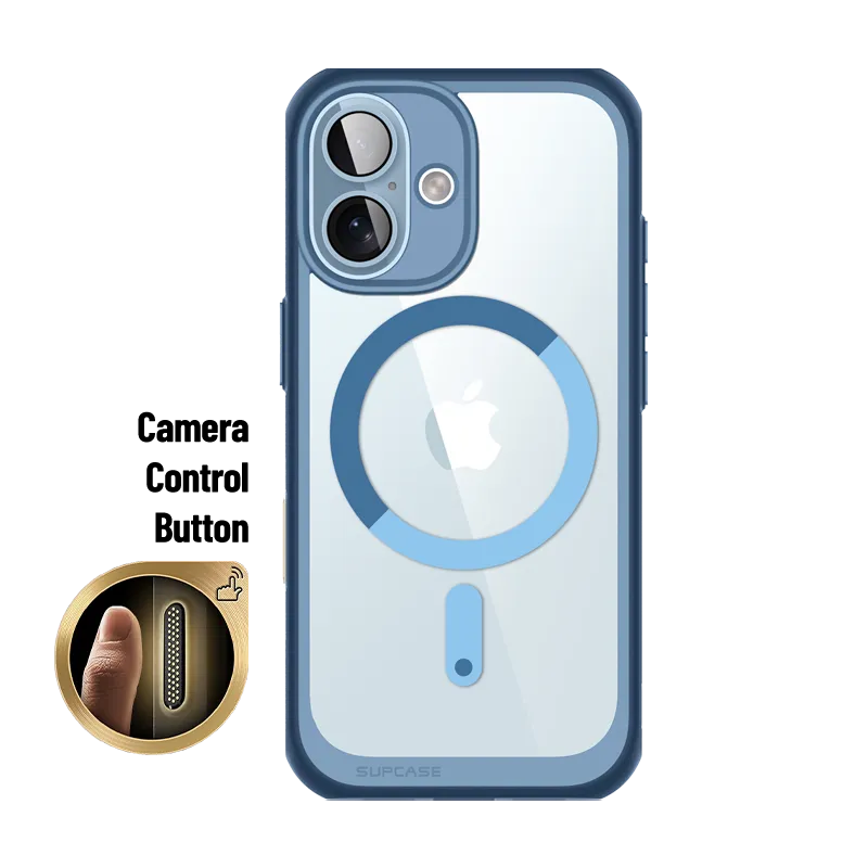 Premium Surface Texture Simple Texture iPhone 16 6.1 inch Unicorn Beetle MAG Slim Clear MagSafe Camera Control Button Case-Blue