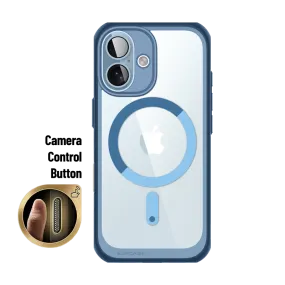 Premium Surface Texture Simple Texture iPhone 16 6.1 inch Unicorn Beetle MAG Slim Clear MagSafe Camera Control Button Case-Blue