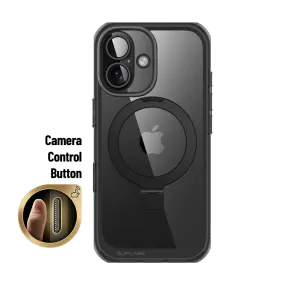 iPhone 16 6.1 inch Unicorn Beetle MAG Stand Slim Clear MagSafe Camera Control Button Case-Black Rugged Edge Texture
