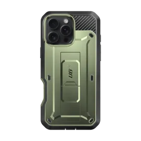 iPhone 16 Pro 6.3 inch Unicorn Beetle Pro Rugged Case-Dark Green Soft Surface Design Smooth Pattern