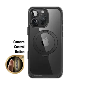 iPhone 16 Pro Max 6.9 inch Unicorn Beetle MAG Stand Slim Clear MagSafe Camera Control Button Case-Black Elegant Texture Layer Ultra light