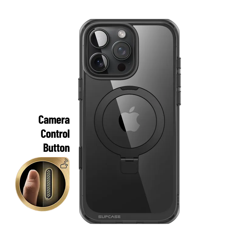 iPhone 16 Pro Max 6.9 inch Unicorn Beetle MAG Stand Slim Clear MagSafe Camera Control Button Case-Black Elegant Texture Layer Ultra light