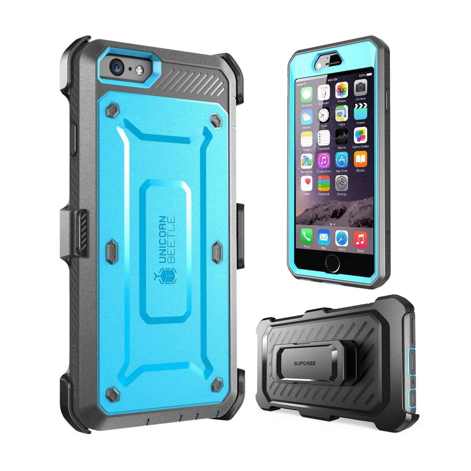 Elegant Shield Flexible Grip Form iPhone 6 Plus / 6S Plus Unicorn Beetle Pro Full Body Rugged Holster Case with Screen Protector-Blue